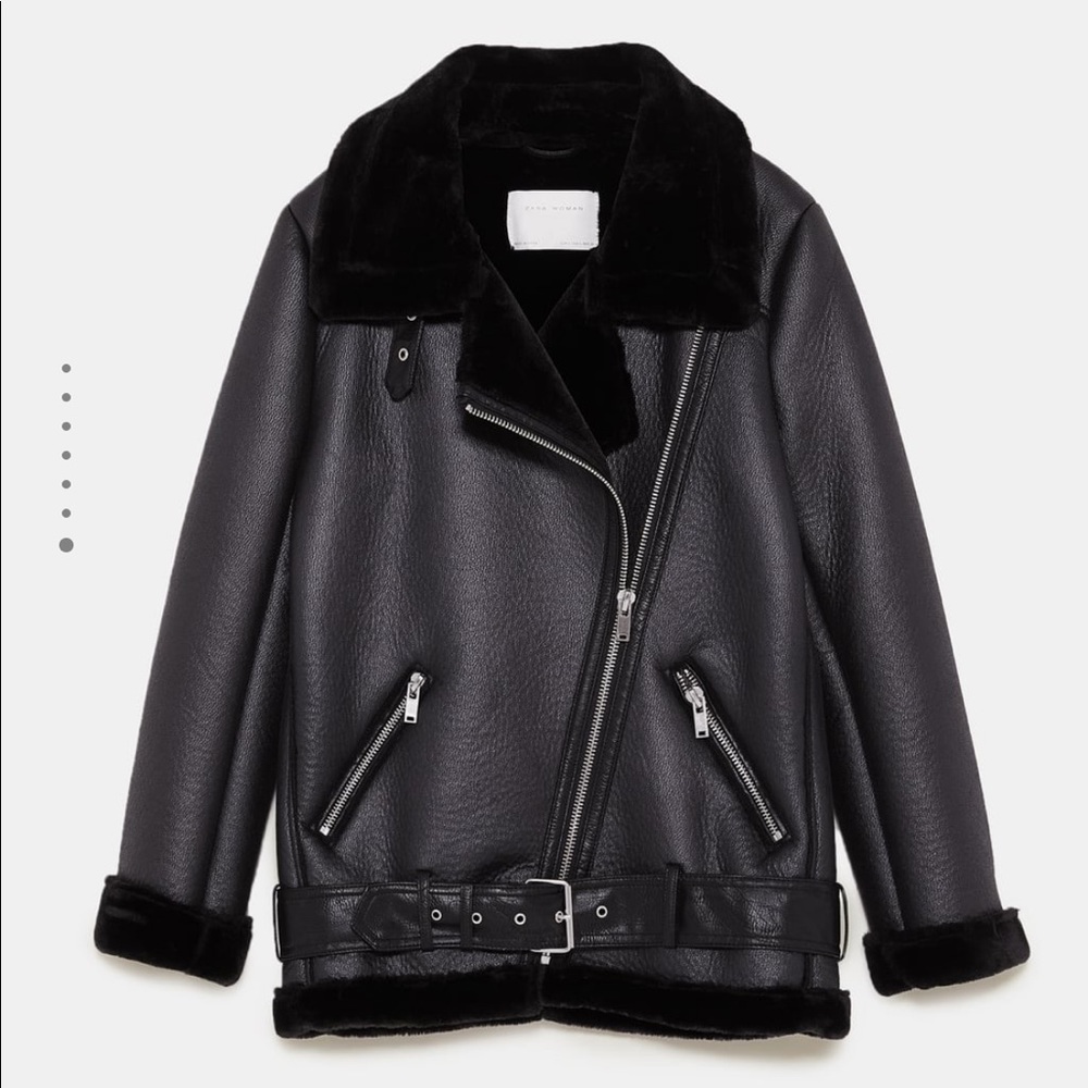 Zara Contrasting Biker Jacket